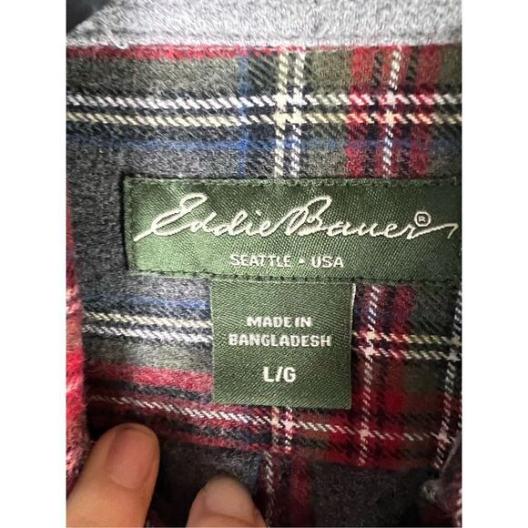 Eddie Bauer Mens Button Up Plaid Shirt Size L - Picture 2 of 4